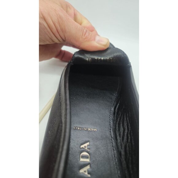 Prada Black Leather Studded Loafers Size 38.5 In Original Box - Picture 5 of 6